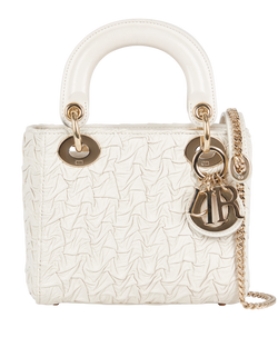 Ruched Mini Lady Dior, Lambskin, White, 17-BO-1109, S, 3*